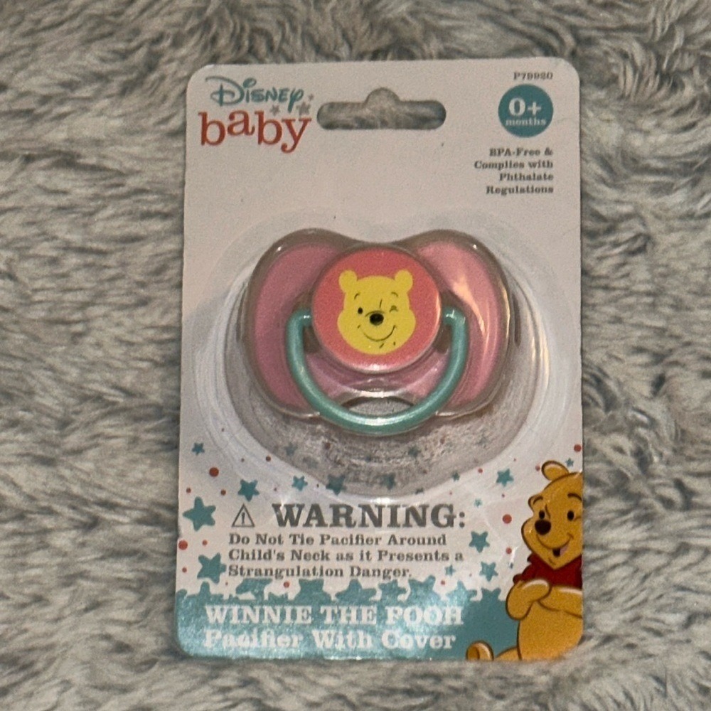 Disney Baby Winnie the Pooh Pacifier with Cover Pink Teal 0+ Months‎ P79920 NEW